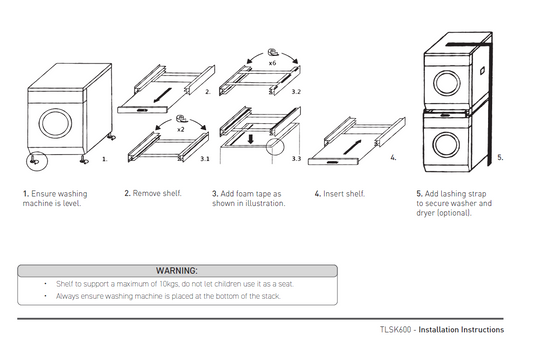 Universal Stacking Kit with Pull Out Shelf - TLSK600